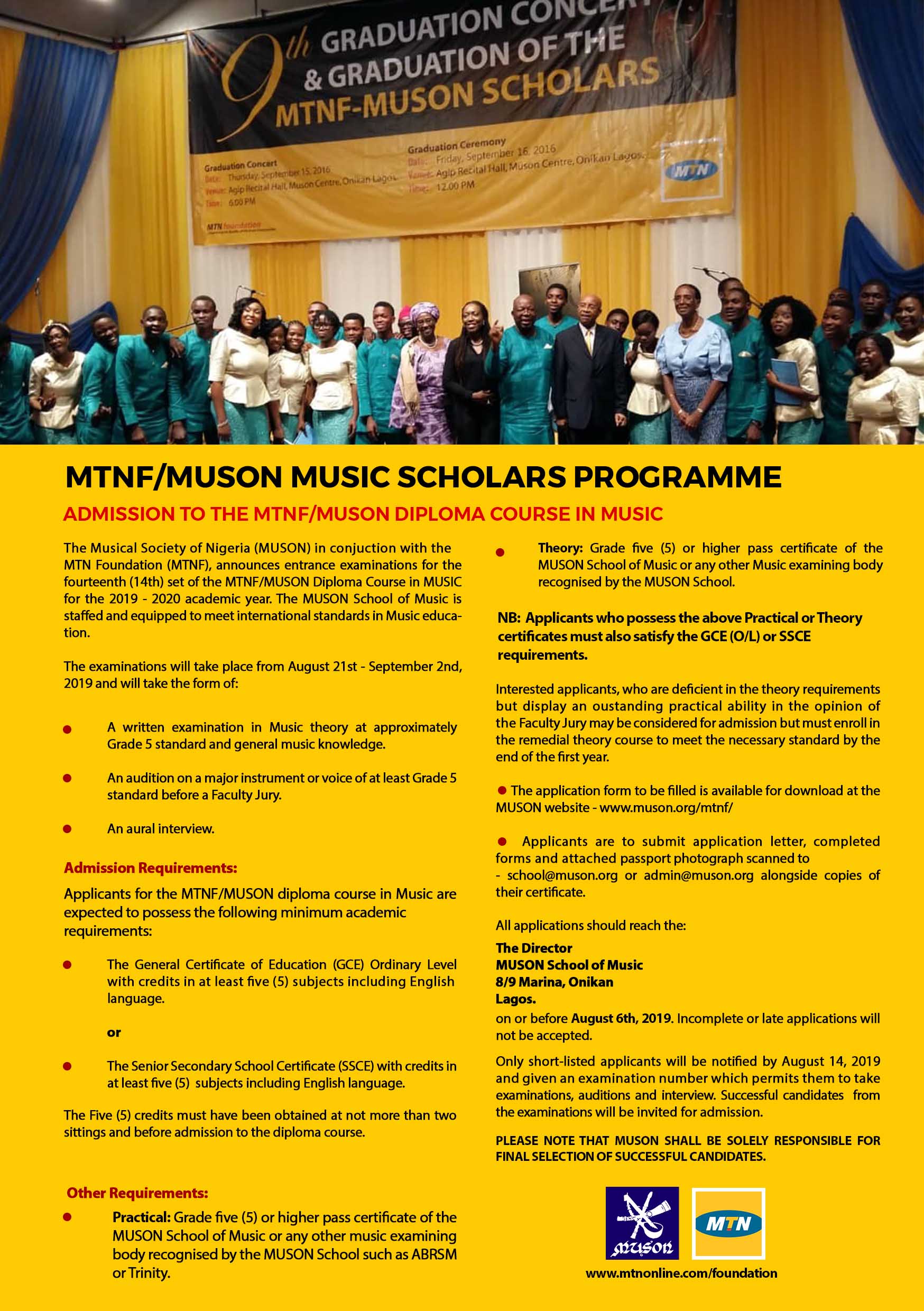 Mtnf Muson Music Scholars Programme The Musical Society Of Nigeria The Musical Society Of Nigeria