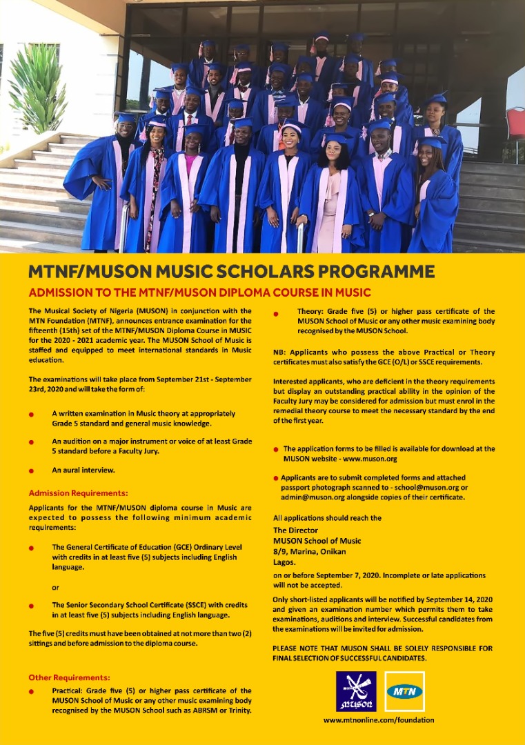 Mtn Diploma Scholarship The Musical Society Of Nigeria The Musical Society Of Nigeria